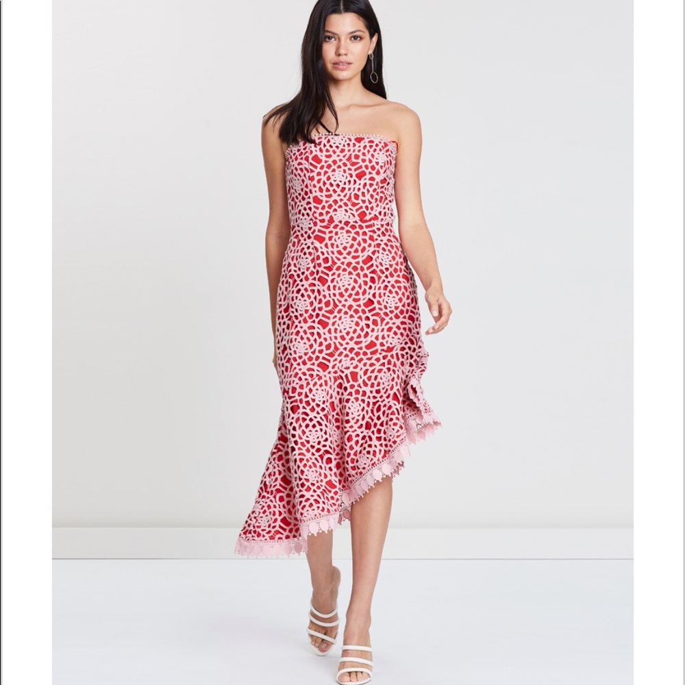 EUC Talulah Roseate Pink & Red Midi Dress Size M